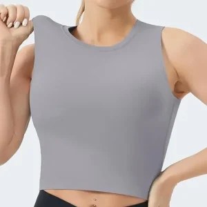 Women's Sleeveless Sports Bra , Medium Support Crop Top - Thumbnail Image 2