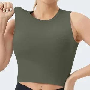 Women's Sleeveless Sports Bra , Medium Support Crop Top - Thumbnail Image 3