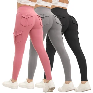 3PCS Women's High-Waisted Solid Color Gym Leggings