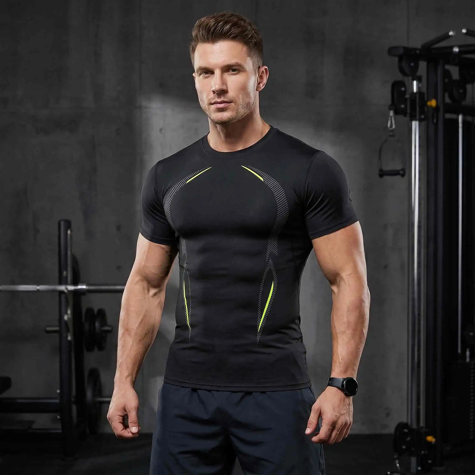 3-Pack Men's Compression Shirts Short Sleeve - Image 2