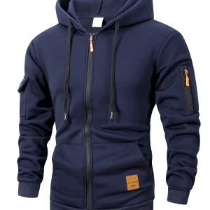 Men's Zip Up Hooded Sweatshirt Fleece Lined - Thumbnail Image 5
