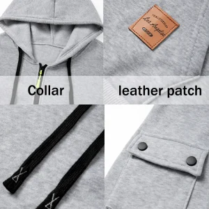 Men's Zip Up Hooded Sweatshirt Fleece Lined - Thumbnail Image 3