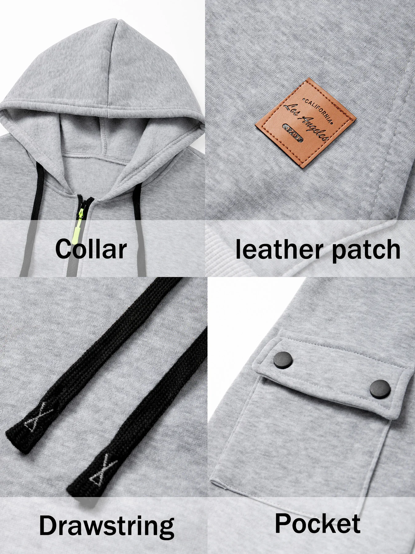 Men's Zip Up Hooded Sweatshirt Fleece Lined - Image 3