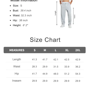 Men's Baggy Sweatpants Fleece Drawstring Straight Leg - Thumbnail Image 5