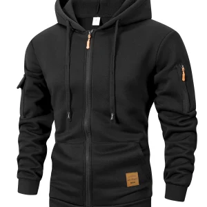 Men's Zip Up Hooded Sweatshirt Fleece Lined - Thumbnail Image 6