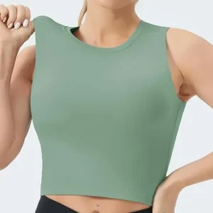 Women's Sleeveless Sports Bra , Medium Support Crop Top - Thumbnail Image 4