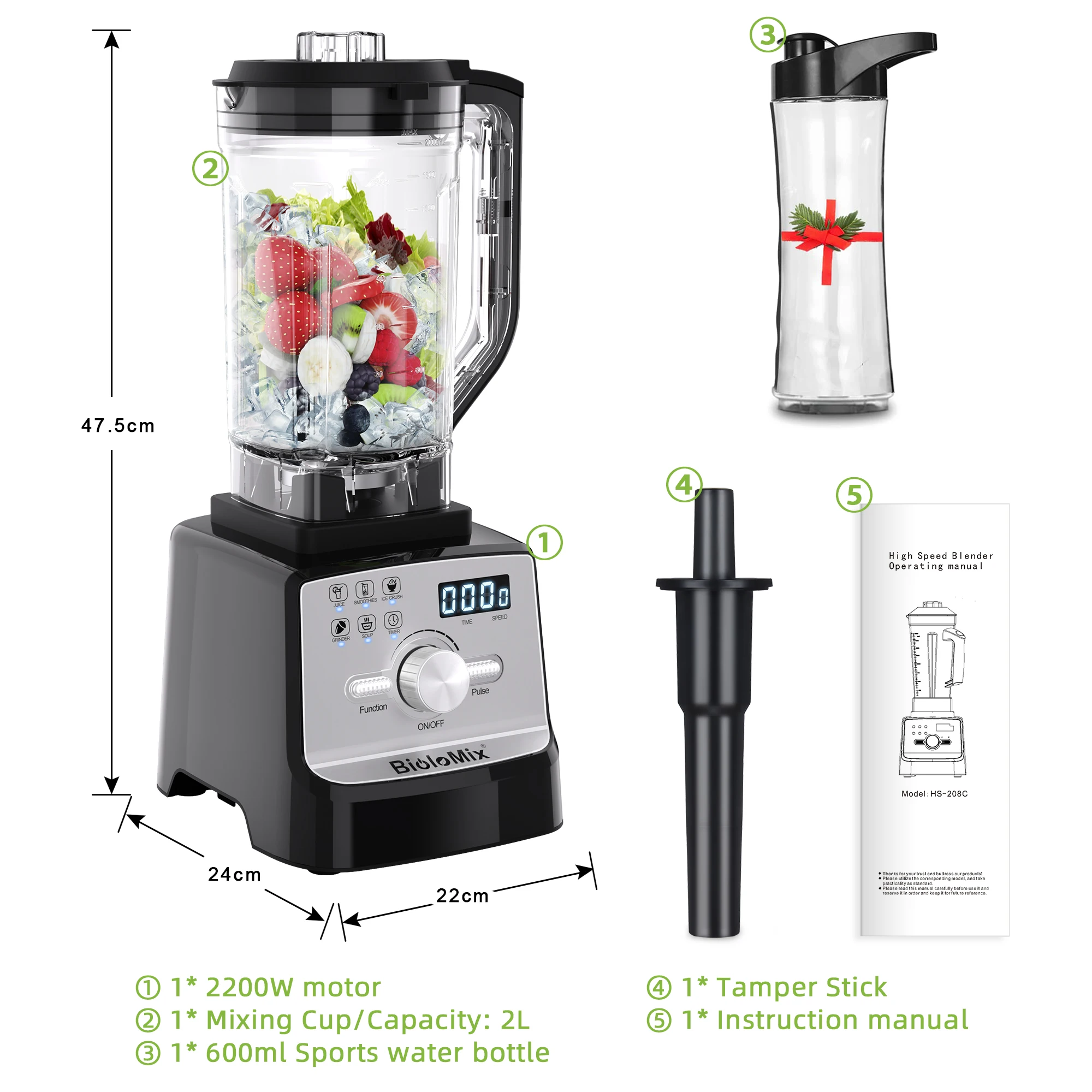 BioloMix Professional Blender Smoothie Mixer - Image 4